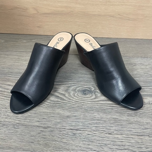 Bella Vita Kathy Open Toe Black Leather Mule Sandals Women Size 8 - Picture 13 of 17
